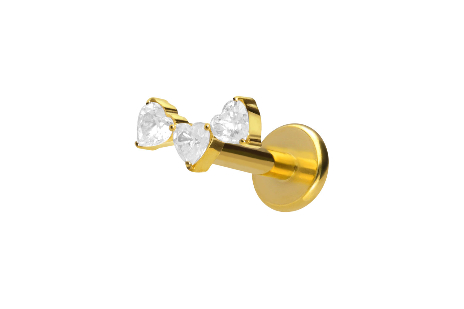 Titan Labret mit Push Fit 3 KRISTALLHERZEN